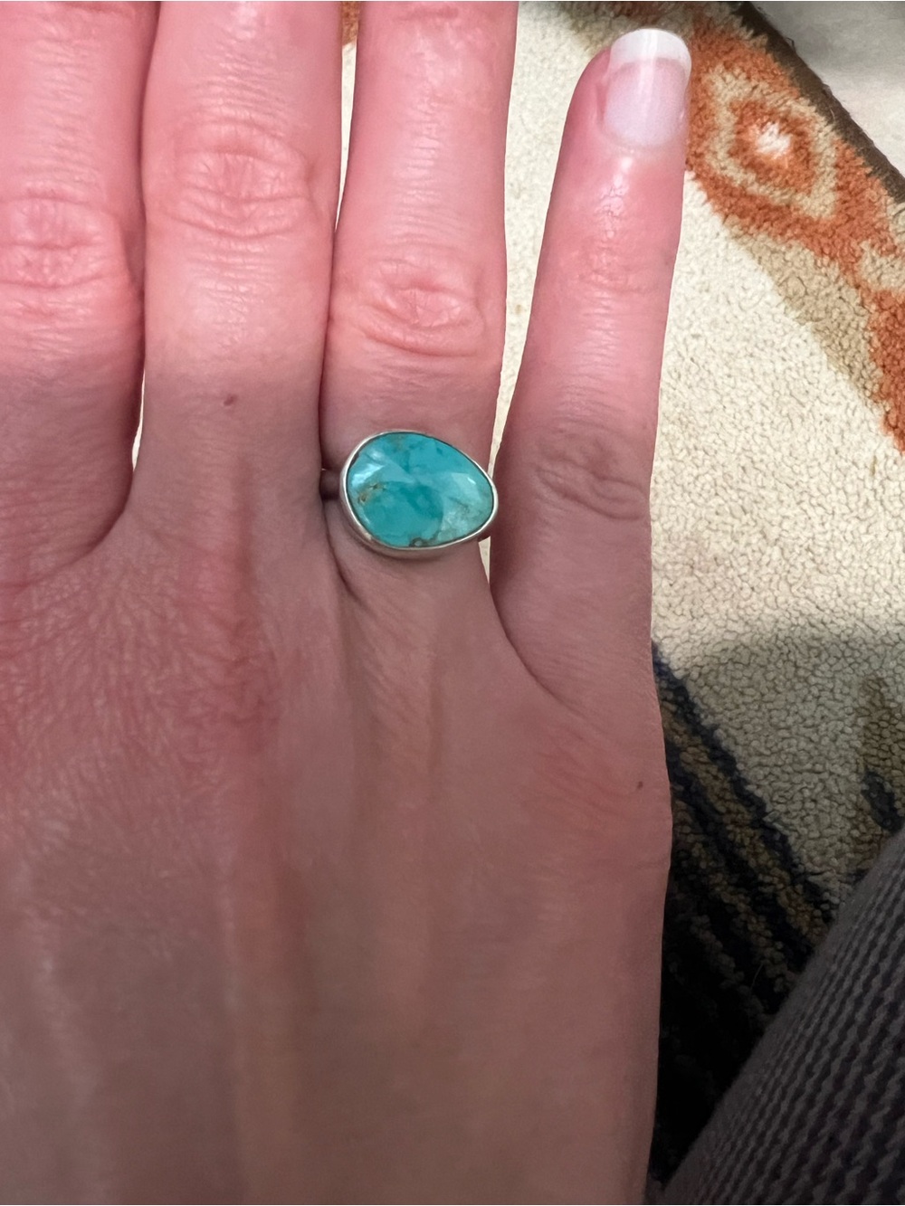 Turquoise Teardrop Sterling Ring - Turquoise